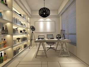 family - office - study room -0170 Modello 3D