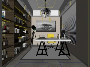 family - office - study room -0170 Modello 3D