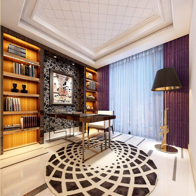 family - office - study room -0172 Model 3D .c4d .max .obj .3ds .fbx .stl .blend 