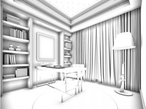 family - office - study room -0172 Model 3D