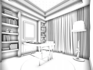 family - office - study room -0172 3D Model