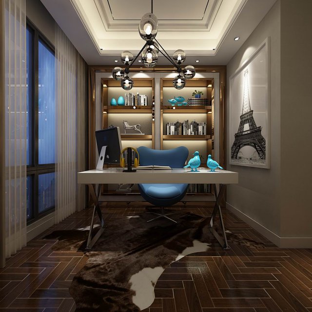 family - office - study room -0173 Modelo 3D .c4d .max .obj .3ds .fbx .stl .blend