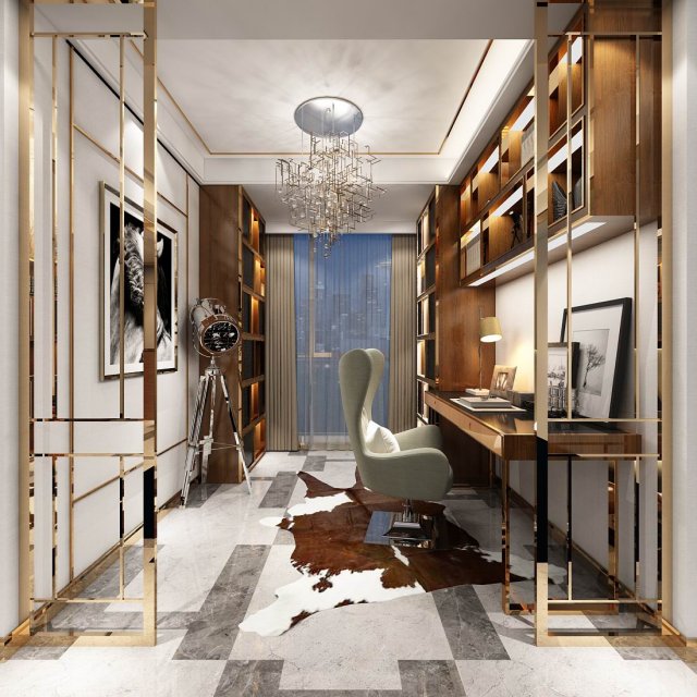 family - office - study room -0174 Modèle 3D .c4d .max .obj .3ds .fbx .stl .blend 