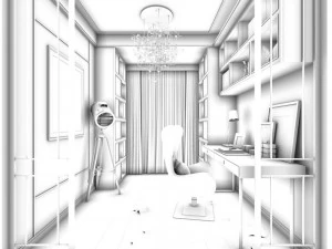 family - office - study room -0174 3D Model