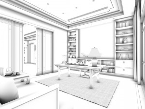 family - office - study room -0175 3D Model
