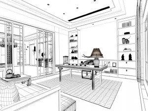family - office - study room -0175 3D Model