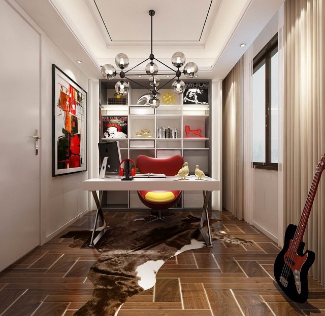 family - office - study room -0176 Modelo 3D .c4d .max .obj .3ds .fbx .stl .blend 