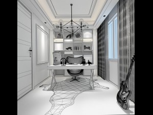 family - office - study room -0176 Modelo 3D