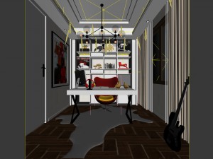 family - office - study room -0176 Modelo 3D