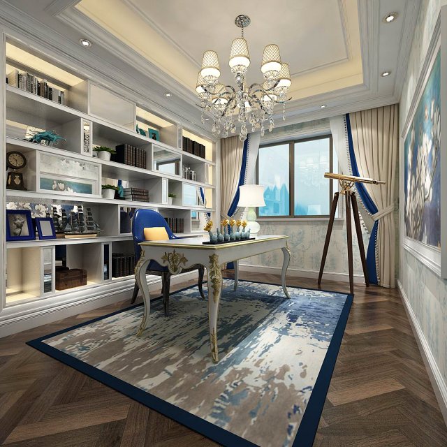 family - office - study room -0178 3Dモデル .c4d .max .obj .3ds .fbx .stl .blend 