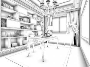 family - office - study room -0178 3Dモデル