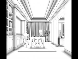 family - office - study room -0179 3D Model