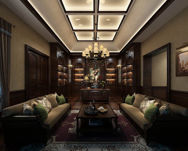 family - office - study room -0180 3D Модель .c4d .max .obj .3ds .fbx .stl .blend 