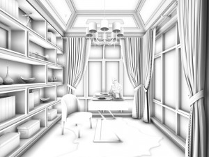 family - office - study room -0181 Modèle 3D