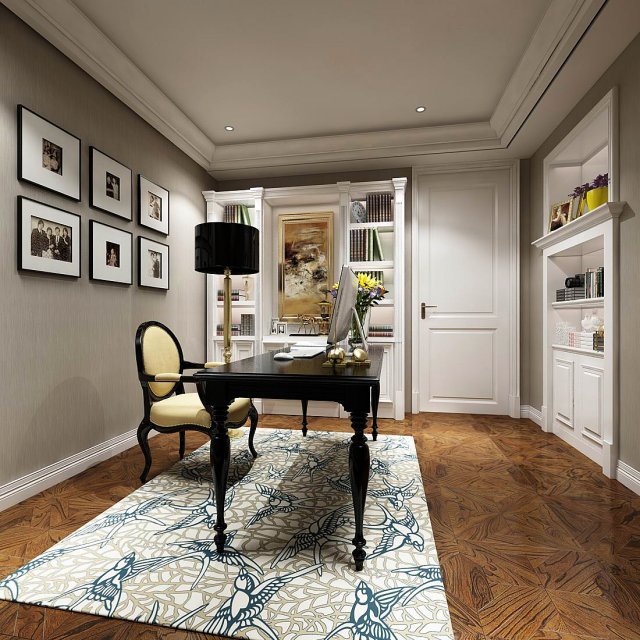 family - office - study room -0182 Modelo 3D .c4d .max .obj .3ds .fbx .stl .blend 