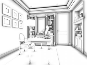 family - office - study room -0182 Modelo 3D