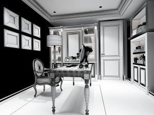 family - office - study room -0182 Modelo 3D