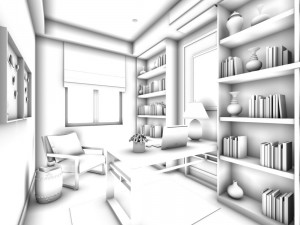 family - office - study room -0183 3D Model