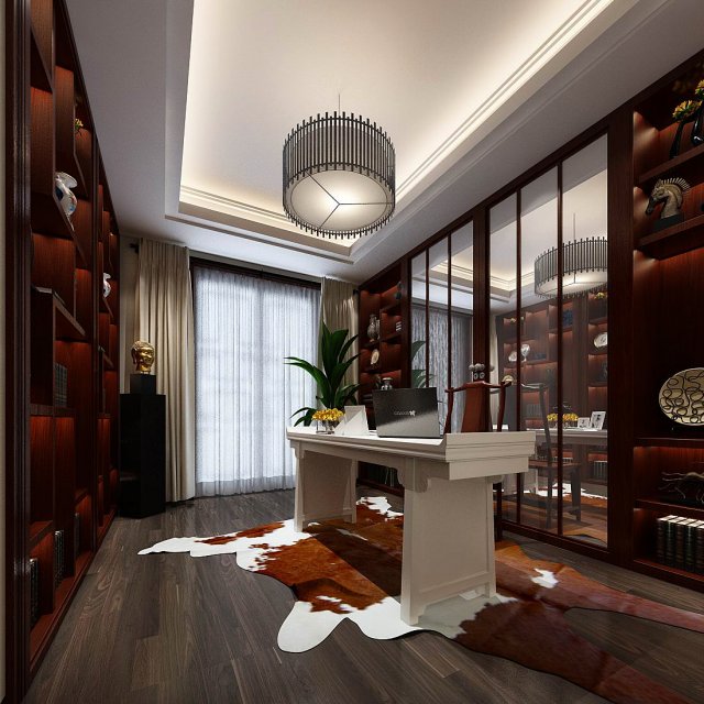 family - office - study room -0184 Modelo 3D .c4d .max .obj .3ds .fbx .stl .blend 