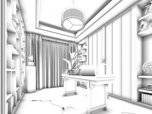 family - office - study room -0184 Modelo 3D