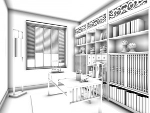 family - office - study room -0185 3Dモデル