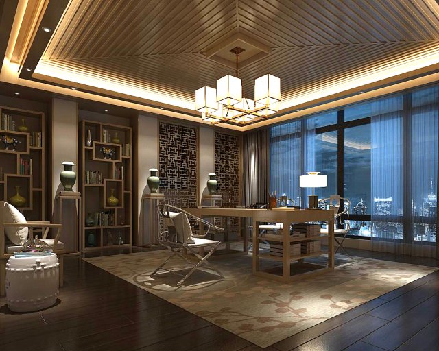 family - office - study room -0186 Modelo 3D .c4d .max .obj .3ds .fbx .stl .blend