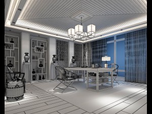 family - office - study room -0186 Modelo 3D