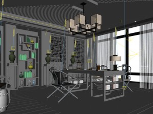 family - office - study room -0186 Modelo 3D