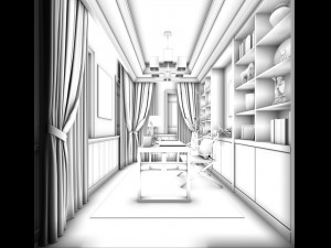 family - office - study room -0187 3D Model