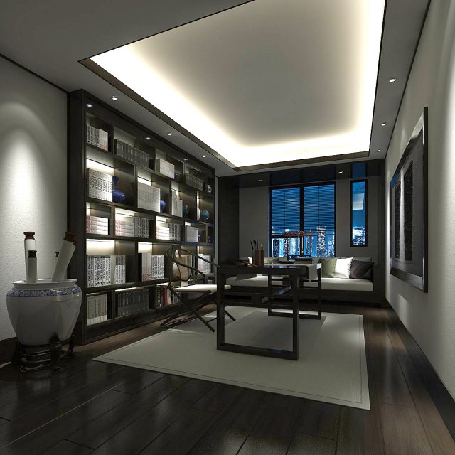family - office - study room -0188 3D-Modell .c4d .max .obj .3ds .fbx .stl .blend 