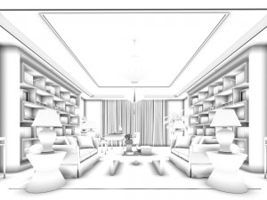 family - office - study room -0189 Model 3D