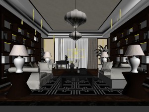family - office - study room -0189 Model 3D