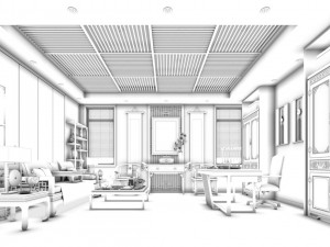 family - office - study room -0190 3D-Modell