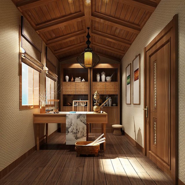 family - office - study room -0193 Modelo 3D .c4d .max .obj .3ds .fbx .stl .blend 
