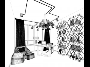 family - office - study room -0194 Model 3D