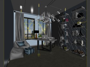 family - office - study room -0194 Model 3D