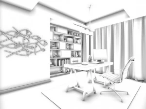 family - office - study room -0196 3D Model