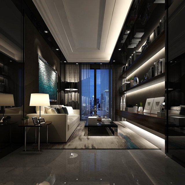 family - office - study room -0198 3D Модель .c4d .max .obj .3ds .fbx .stl .blend 