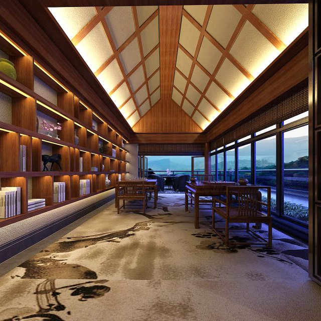 family - office - study room -0200 Modèle 3D .c4d .max .obj .3ds .fbx .stl .blend