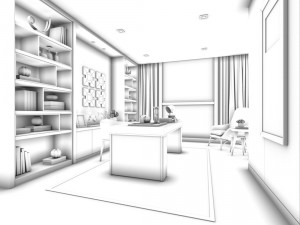 family - office - study room -0201 3D Model