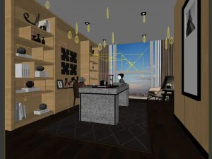 family - office - study room -0201 3D Model