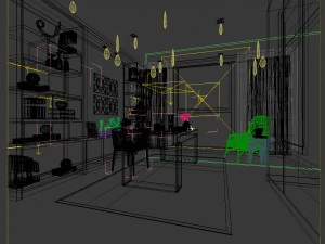 family - office - study room -0201 3D Model