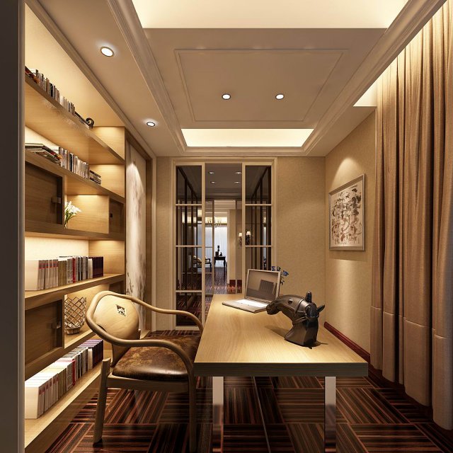 family - office - study room -0202 Modelo 3D .c4d .max .obj .3ds .fbx .stl .blend 