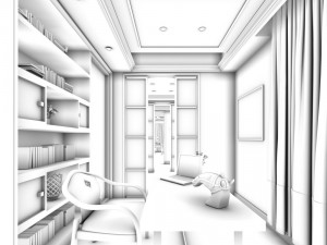 family - office - study room -0202 Modelo 3D