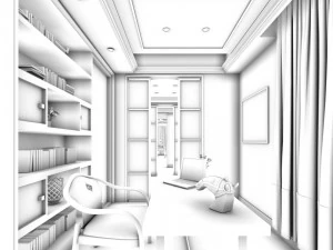 Familie - B&uuml;ro - Arbeitszimmer -0202 3D Modell