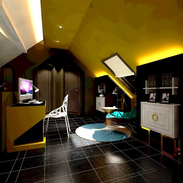 family - office - study room -0204 Model 3D .c4d .max .obj .3ds .fbx .stl .blend 