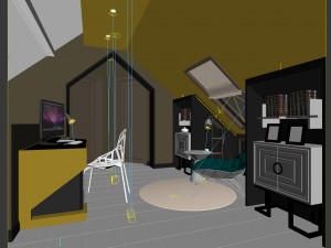 family - office - study room -0204 Model 3D