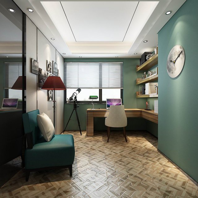 family - office - study room -0207 Modello 3D .c4d .max .obj .3ds .fbx .stl .blend 