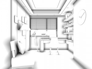 family - office - study room -0207 Modello 3D