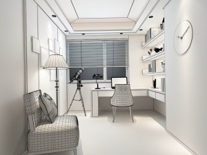 family - office - study room -0207 Modello 3D
